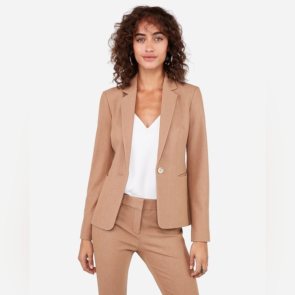 Express Jackets & Blazers - NWT Express Camel Notch Collar One Button Blazer Size 6